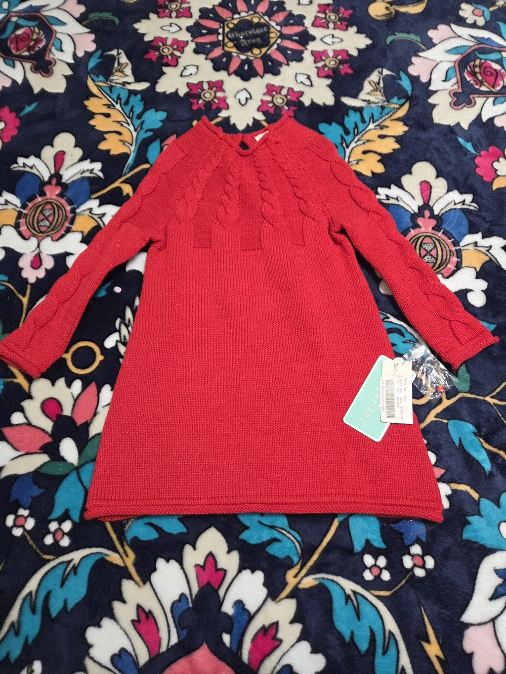 Copper Key Bright Red Cable-Knit A-Line Dress